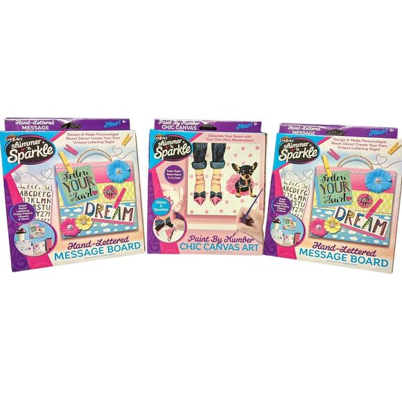 NIB CraZart Shimmer N' Sparkle Message Board x 2 and Paint By Number Canvas Art - Picture 1 of 2